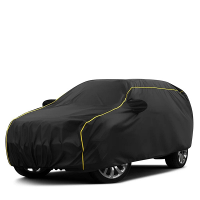 Black taffeta with yellow piping